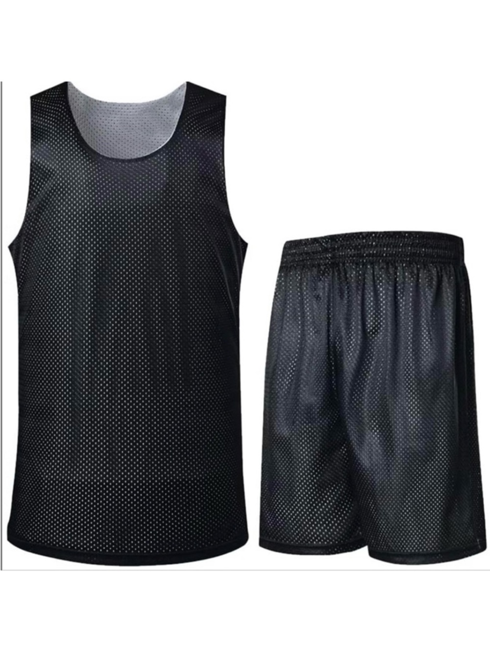 Basketball Reversible Practice Shirt & Shorts Set Men’s LARGE Jersey Black White